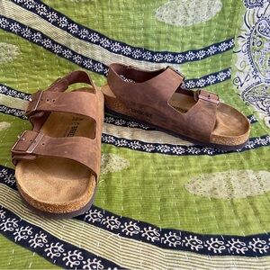 Birkenstock Habana Brown Milano Oiled Leather Sandals Size EU 39/ US 8.5